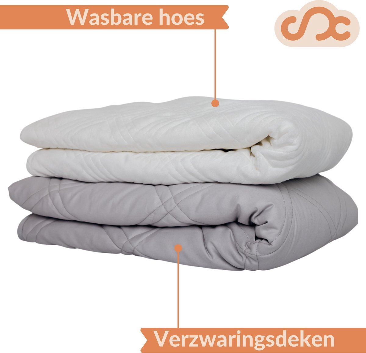 Verzwaringsdeken Set 7 KG Weighted Blanket Beter Slapen – Wasbare Warme Hoes – 200 x 140 – Wit