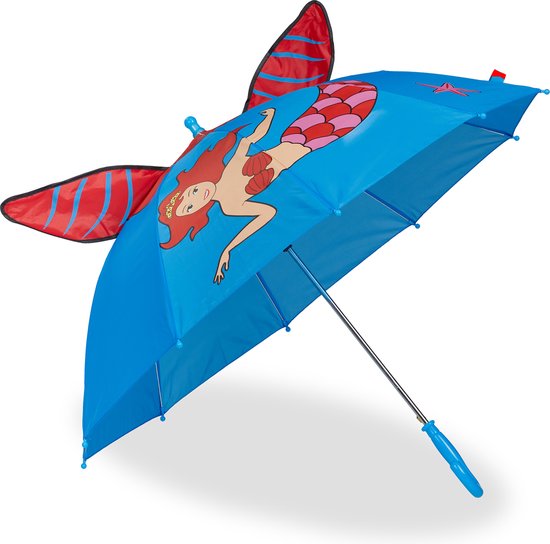 Parapluie pour enfants Relaxdays sirène - Ø 78 cm - parapluie pour filles - polyester - parapluie pour tout-petits