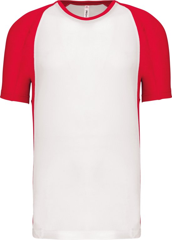 Chemise de sport unisexe bicolore ' Proact' manches courtes White/Rouge - 3XL