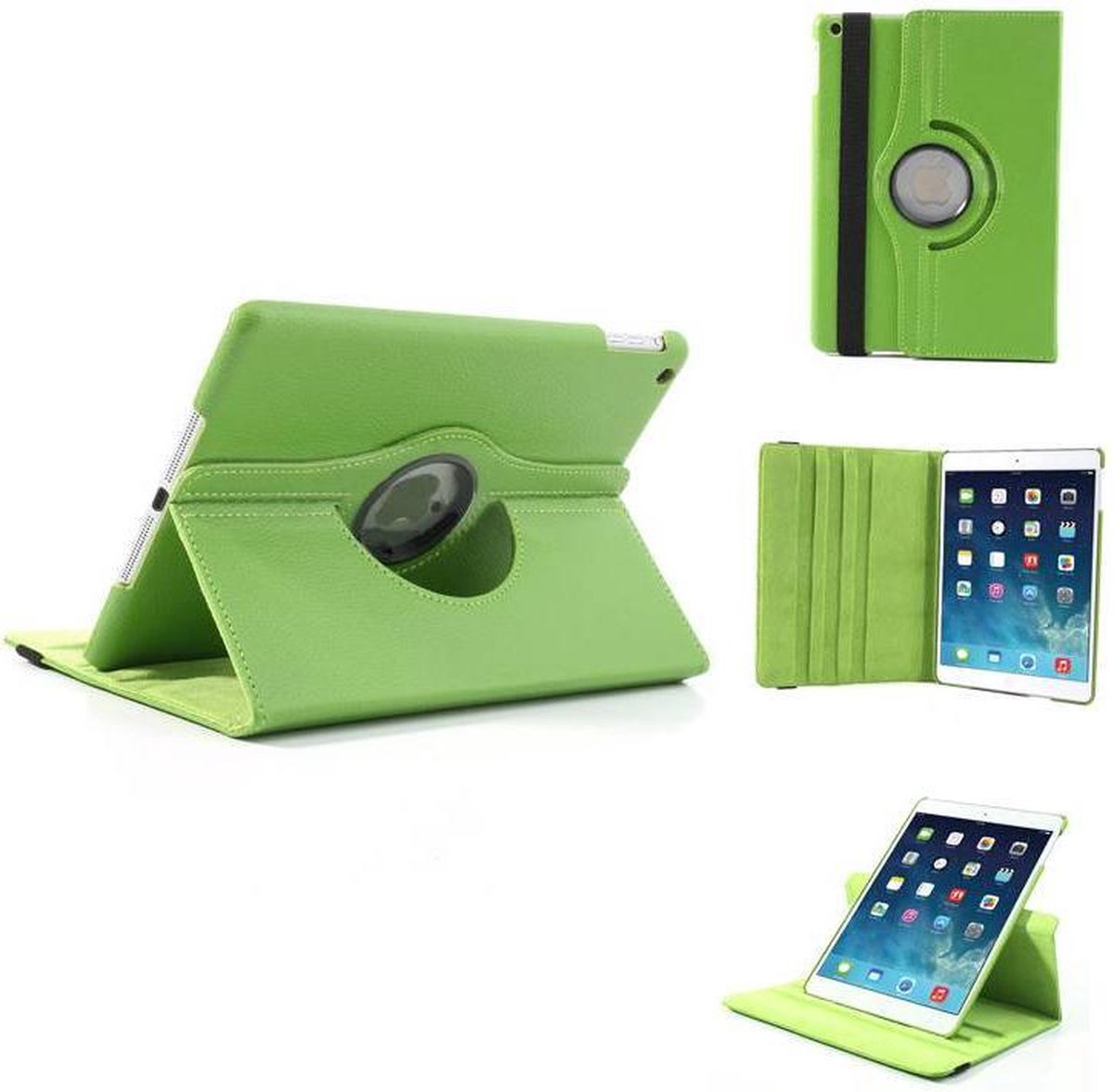 geschikt voor iPad Air 2 hoes 360 graden roteerbare hoes PU Leder Groen