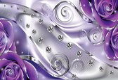 Fotobehang Purple Floral Diamond Abstract Modern | PANORAMIC - 250cm x 104cm | 130g/m2 Vlies