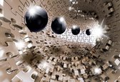 Fotobehang Pattern Balls Puzzle Abstract Modern 3D | PANORAMIC - 250cm x 104cm | 130g/m2 Vlies