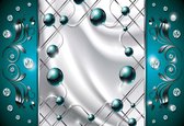Fotobehang Turquoise Diamond Abstract Modern | PANORAMIC - 250cm x 104cm | 130g/m2 Vlies