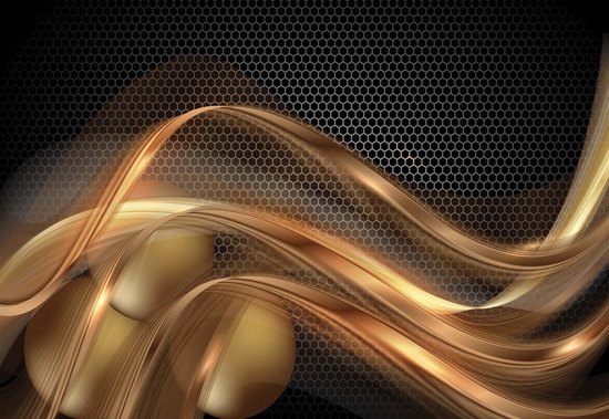 Fotobehang Golden Swirl Abstrakt | DEUR - 211cm x 90cm | 130g/m2 Vlies