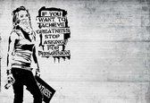 Fotobehang Banksy Graffiti | XL - 208cm x 146cm | 130g/m2 Vlies