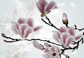 Fotobehang Flowers Magnolia Branch | PANORAMIC - 250cm x 104cm | 130g/m2 Vlies