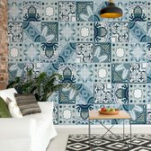 Fotobehang Vintage Blue Tile Pattern | VEA - 206cm x 275cm | 130gr/m2 Vlies