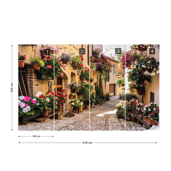 Peinture murale Mediteranean With Flowers | XXXL - 416 cm x 254 cm | Polaire 130g / m2