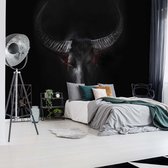 Fotobehang Dark African Buffalo | VEA - 206cm x 275cm | 130gr/m2 Vlies