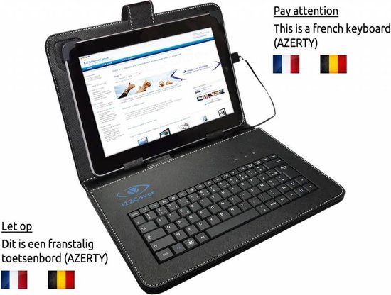 Aanleg Notebook lokaal België: Universele 9.7 inch tot 10 inch AZERTY Klavier Keyboard Case, hoes  met... | bol.com