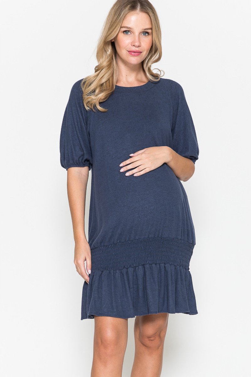 Midi jurk met raglan 3/4 mouwen Maat: XL, Navy blauw