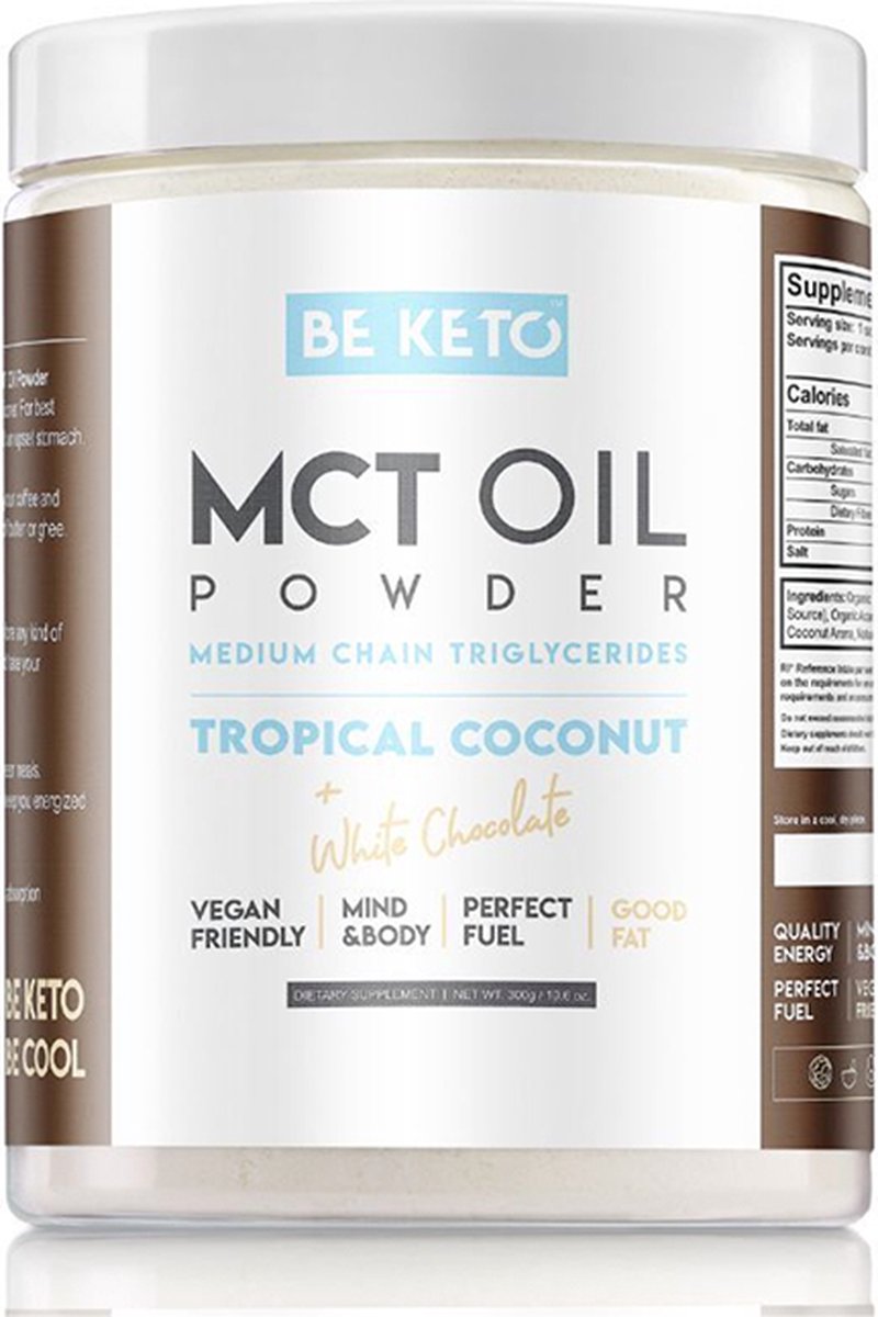 Goedkoopste Be Keto | MCT Oil Powder | Tropical Coconut White Chocolate | 1 x 300 gram