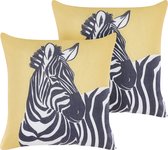 Set van 2 decoratieve kussens MANKETTI 45 x 45 cm Geel Dierenprint