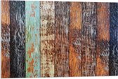 Acrylglas - Houten Planken op een Rijtje met Verschillende Kleuren - 90x60 cm Foto op Acrylglas (Met Ophangsysteem)