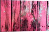Dibond - Roze Geverfde Schutting - 90x60 cm Foto op Aluminium (Met Ophangsysteem)