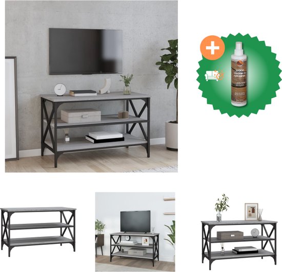 vidaXL Tv-meubel - Industrieel - Kast - 80x40x50 cm - Grijs Sonoma Eiken - Tafel - Inclusief Houtreiniger en verfrisser