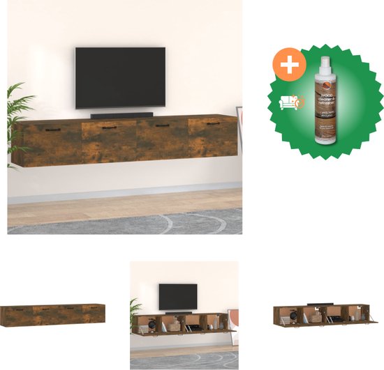vidaXL Wandkasten 2 st 100x36-5x35cm bewerkt hout gerookt eikenkleurig - Kast - Inclusief Houtreiniger en verfrisser