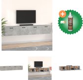 vidaXL Wandkasten 2 st 100x36-5x35 cm bewerkt hout betongrijs - Kast - Inclusief Houtreiniger en verfrisser