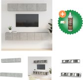 vidaXL 5-delige Tv-meubelset bewerkt hout betongrijs - Kast - Inclusief Houtreiniger en verfrisser