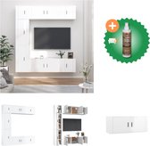 vidaXL 7-delige Tv-meubelset bewerkt hout hoogglans wit - Kast - Inclusief Houtreiniger en verfrisser