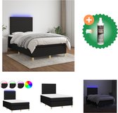 vidaXL Boxspring met matras en LED stof zwart 120x200 cm - Bed - Inclusief Reiniger