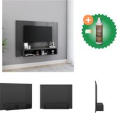 vidaXL Tv-wandmeubel 120x23-5x90 cm spaanplaat hoogglans grijs - Kast - Inclusief Houtreiniger en verfrisser