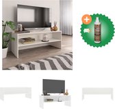 vidaXL Tv-meubel 100x40x40 cm bewerkt hout wit - Kast - Inclusief Houtreiniger en verfrisser