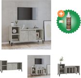 vidaXL Tv-meubel 100x35x55 cm bewerkt hout betongrijs - Kast - Inclusief Houtreiniger en verfrisser