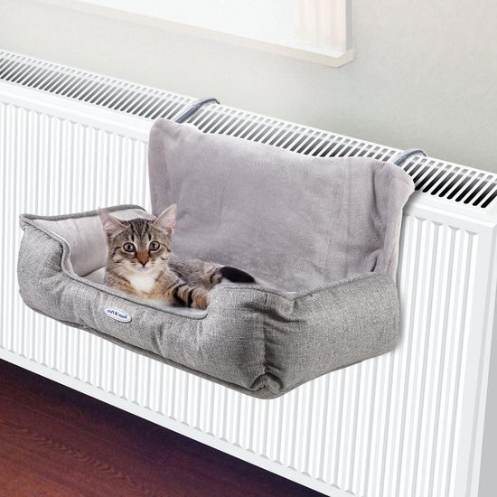 Petlex Radiatorbed voor katten, kattenverwarmingsbed, kattenhangmat, radiator, gezellig huisdierradiatorbed voor katten, sterk metalen frame en wasbare afneembare hoes, beige Petlex Radiatorbed voor katten, kattenverwarmingsbed, kattenhangmat, radiator, gezellig huisdierradiatorbed voor katten, sterk metalen frame en wasbare afneembare hoes, beige