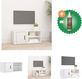vidaXL Tv-meubel 80x31-5x36 cm bewerkt hout hoogglans wit - Kast - Inclusief Houtreiniger en verfrisser