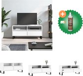 vidaXL Tv-meubel 100x34-5x44-5 cm bewerkt hout wit - Kast - Inclusief Houtreiniger en verfrisser