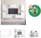 vidaXL 7-delige Tv-meubelset spaanplaat wit - Kast - Inclusief Houtreiniger en verfrisser