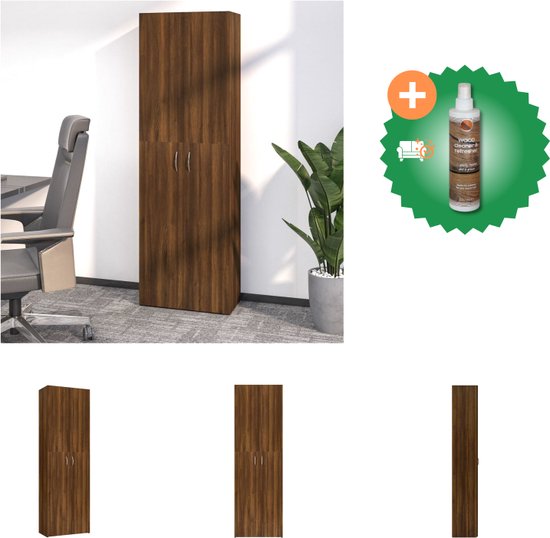 vidaXL Kantoorkast 60x32x190 cm bewerkt hout bruineikenkleurig - Kast - Inclusief Houtreiniger en verfrisser