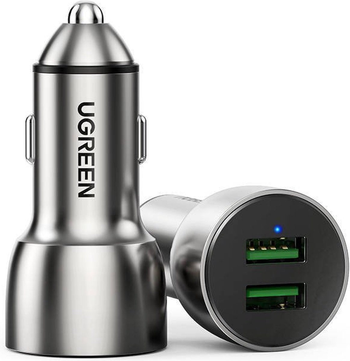 UGREEN Autolader Snellader 2x USB-A 36W (QC 4.0) Grijs