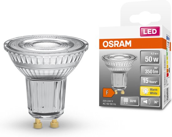 OSRAM 4058075112568 LED-lamp Energielabel F (A - G) GU10 Reflector 5 W = 50 W Warmwit (Ø x l) 50 mm x 52 mm 1 stuk(s) - Osram
