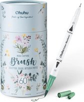 Ohuhu Dual Tip Brush markers – waterbasis – set van 60 in koker Light Turquoise