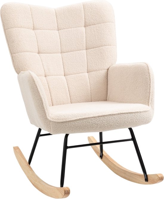 Rocking chair - Chaises - Meubles - Fauteuil - Blanc crème - 71 cm x 92 cm x 101 cm