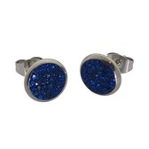 Aramat jewels ® - Oorstekers zweerknopjes zee blauw kristal staal zilverkleurig 10mm