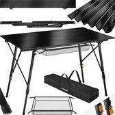 tectake®- Aluminium campingtafel kampeertafel - in hoogte verstelbaar - LxBxH: ca. 120x70.5x58-79cm - Inc. draagtas - zwart