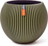 Vase boule cannelée d21h19cm vert