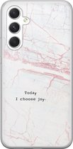 Leuke Telefoonhoesjes - Hoesje geschikt voor Samsung Galaxy A54 - Today I choose joy - Soft case - TPU - Tekst - Grijs