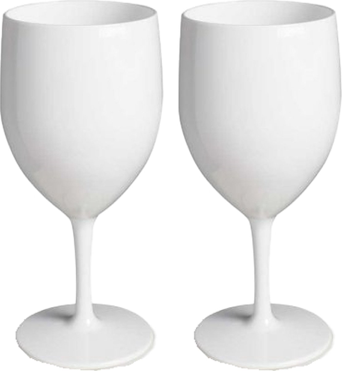 RBDRINKS Wijnglazen - Kunststof Wijnglazen - Wijnglazen Set - Witte Wijnglazen - Camping Glazen - Kunststof Glazen - Plastic Glazen - 27cl - Wit - 2 Stuks