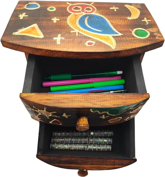 DRULINE Bureau-organizer met 4 schuifladen, ladebox, houten ladekast