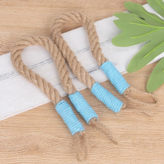 2 stuks gordijnbinders gordijnhouders gordijnbinders met gedraaid henneptouw decoratief handgemaakte strikruggen gordijnhouders gordijnbinders voor gordijnen (blauw, 2)