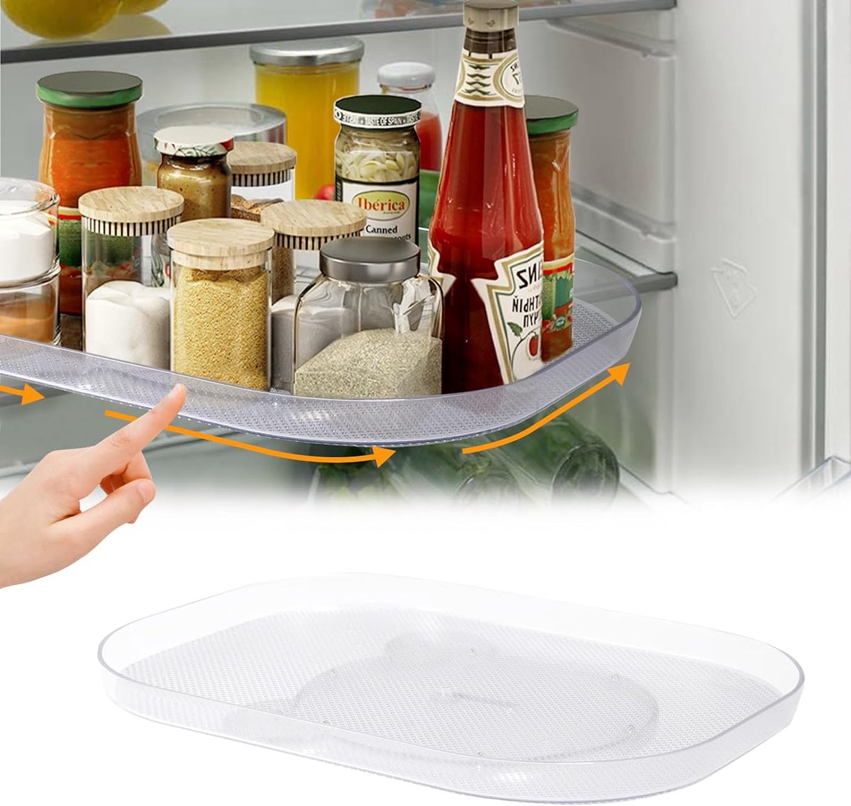 Koelkast-organizer transparant draaiplateau organizer transparant draaibare kruidenorganizer koelkast-opbergplateaus voor kast tafel eetkamer keuken werkblad