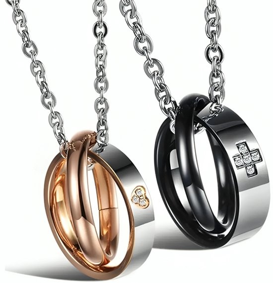 Set collier cœur et croix pour Hem et Cheveux - Cadeau d’amour romantique - Cadeau de Saint-Valentin pour Hem - Cadeaux de Saint-Valentin pour hommes