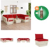 vidaXL Ensemble de salon 9 pièces avec coussins Palette Ensemble de jardin en bois d'épicéa comprenant un nettoyant et un assainisseur de bois