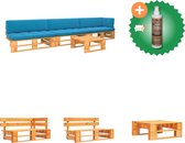 vidaXL 4 delige Loungeset pallet honingbruin geïmpregneerd grenenhout Tuinset Inclusief Houtreiniger en verfrisser