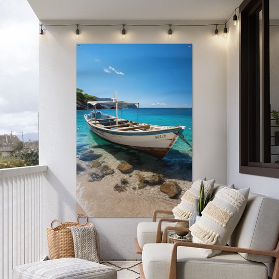 Affiche de jardin bateau - Décoration de jardin - 120x180 cm - Toile de jardin - Décoration maritime - Décoration murale extérieure - Affiche clôture maritime - Tableaux de jardin - Décoration murale de jardin - Posters de jardin