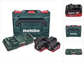 Kit de base Metabo 4x batterie Li Power 18 V 10,0 Ah CAS batterie Li-Ion (685143590) + chargeur double DUO ASC 145 + métaBOX